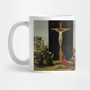 Christ on the Cross adored by Saints Monica, Augustine, Mary Magdalen, Jerome and Bridget of Sweden by Sandro Botticelli Mug